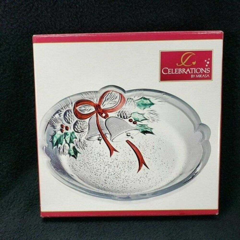 Mikasa‎ Sweet Dish Holiday Bells Collection Snack Treats Plate Serving Christmas